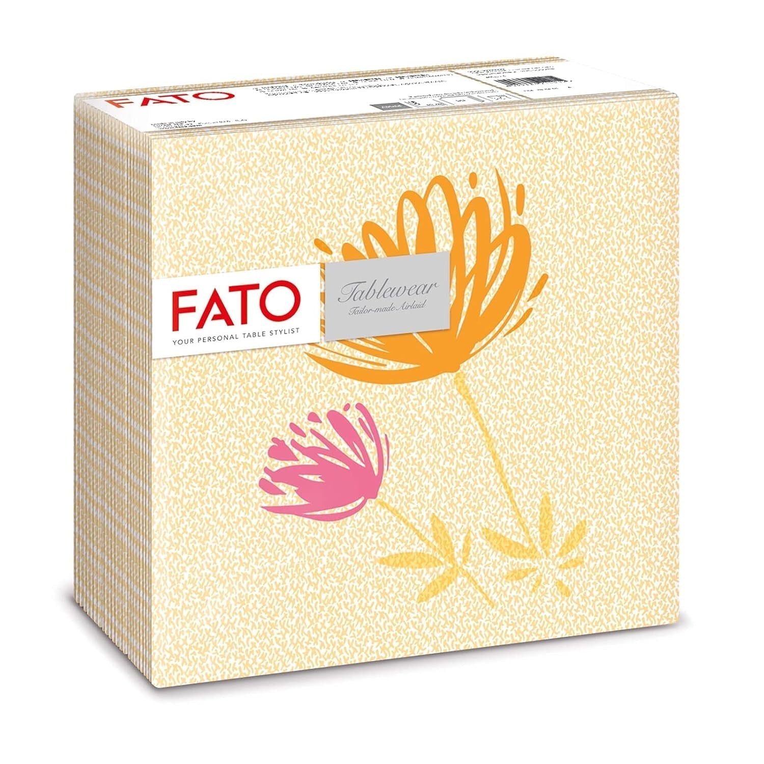 Fato - Torra pappersservetter, airlaid, textileffekt, paket med 50 servetter, 40X40 vikta i 4-format, Tropicana Decor
