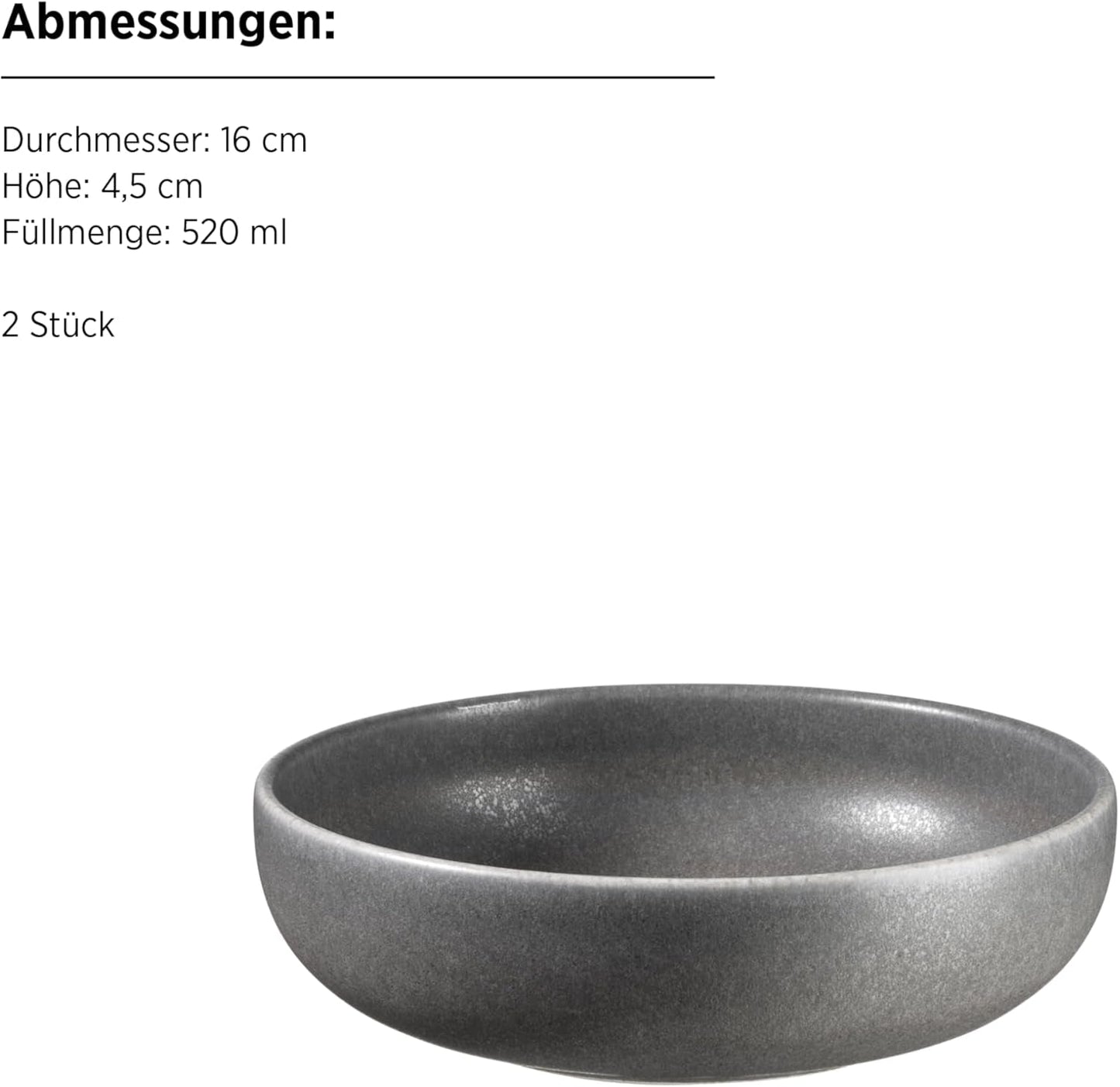 MÄSER Unico-serien, servisset för 2, tidlös, elegant, 8-delad keramisk bordsservice, stengods, antracit
