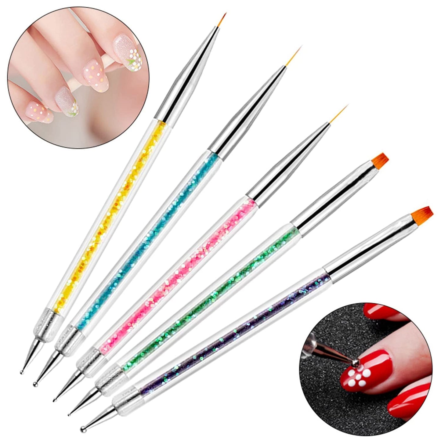 Nagel Pinsel 5 Stück Nagel Art Fineliner Pinsel, Nagel Pinsel Set Pinsel Für Nagellack Nagelborste Nagellack Pinsel Art Pen Für DIY Nagel Art Design. (Paint-1)
