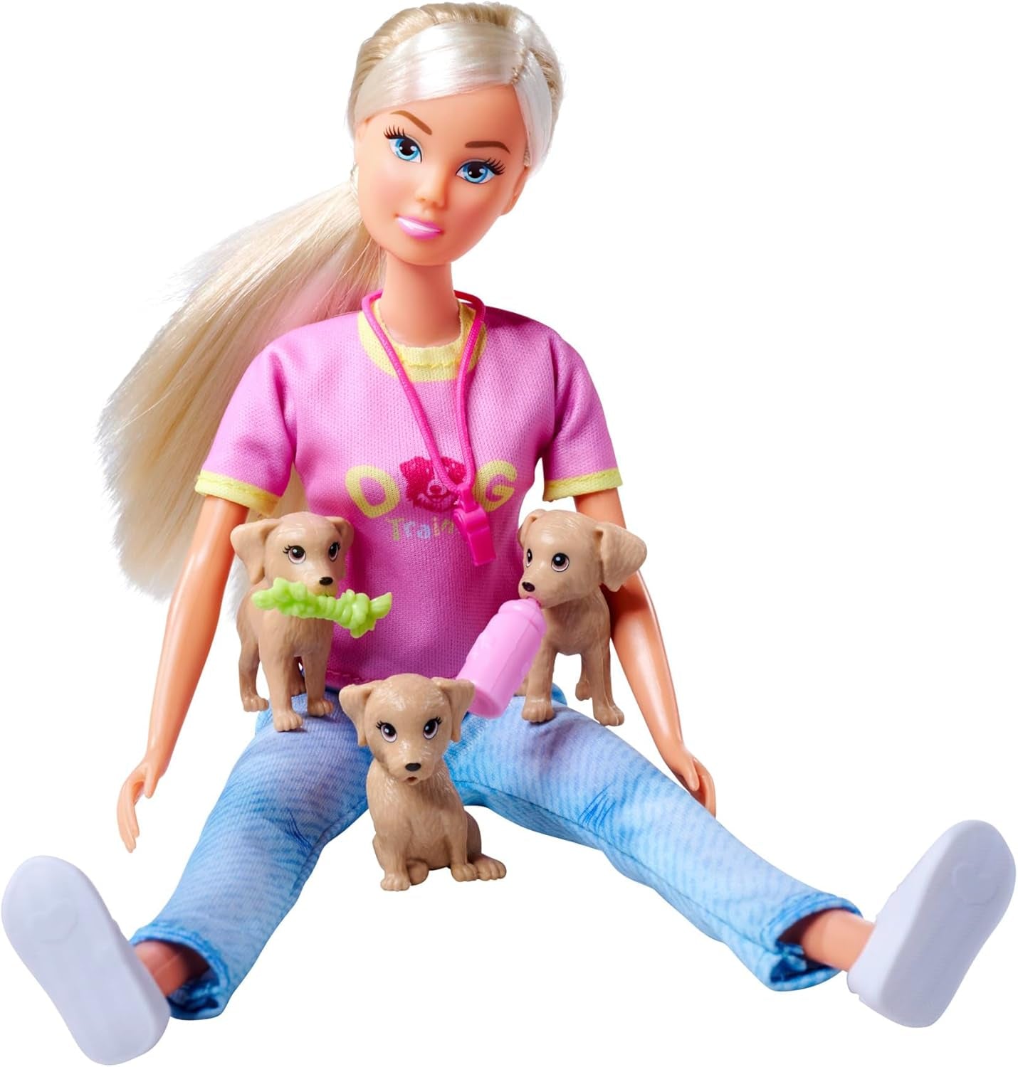 Simba Steffi Love Dog Trainer, leksaksdocka som hundtränare med träningskurs, 3 hundar och tillbehör, 29 cm, från 3 år