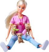 Simba Steffi Love Dog Trainer, leksaksdocka som hundtränare med träningskurs, 3 hundar och tillbehör, 29 cm, från 3 år