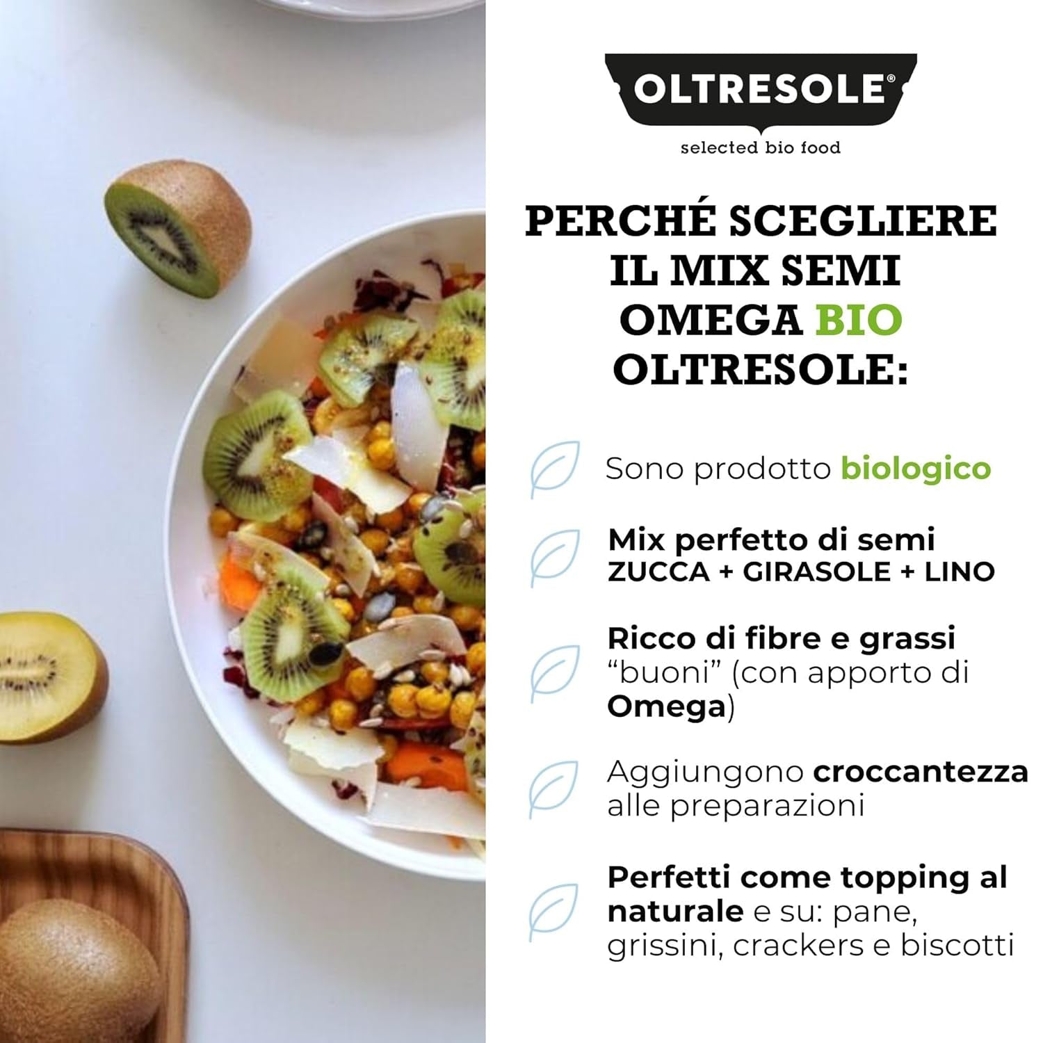Ekologisk Omega Seed Mix 3 kg (blandning av pumpa, solros och linfrön), en blandning av 3 hela råa oljefrön, rika på protein, fibrer och omega-3 fettsyror