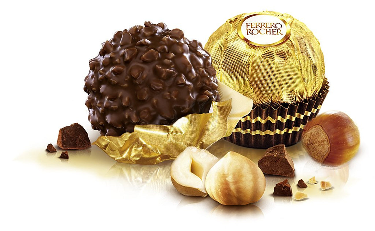 Ferrero Rocher - Crunchy and Creamy Walnut Praline Specialty - 5 förpackningar med 16 individuella praliner vardera