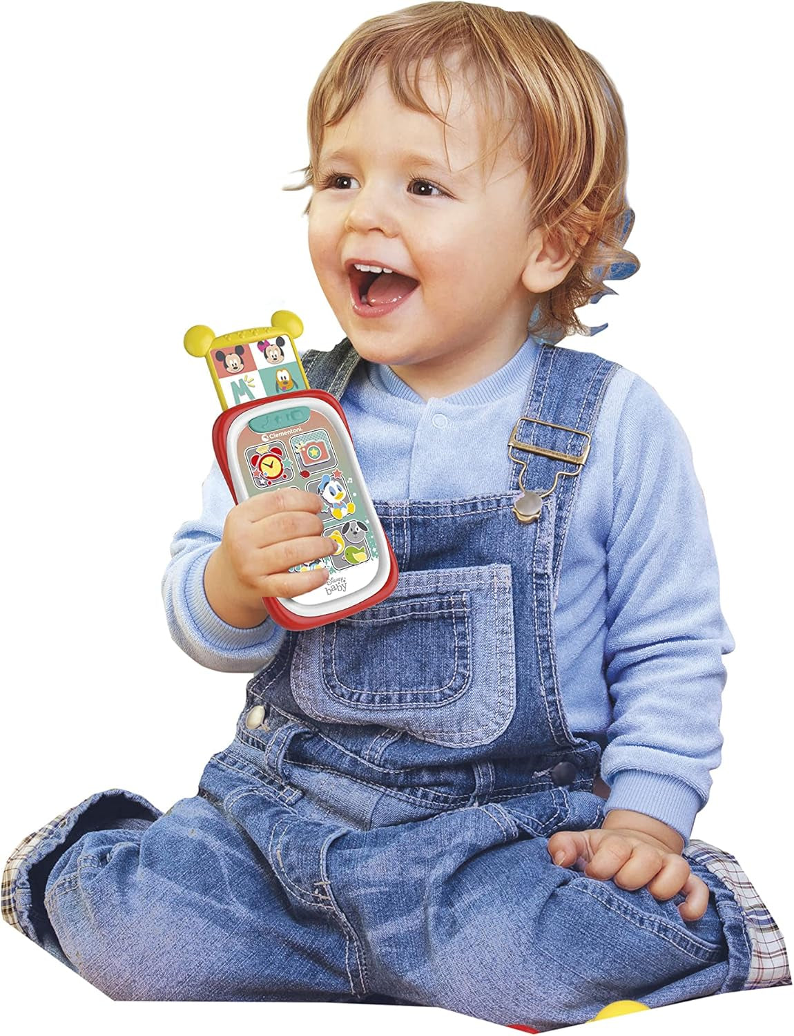 Clementoni 17711 Disney Baby Baby Mickey Smartphone, Barnmobil med ljus- och ljudeffekter, Interaktiv leksak för barn 9-36 månader, M, Flerfärgad Bebe Toys Naty Shop