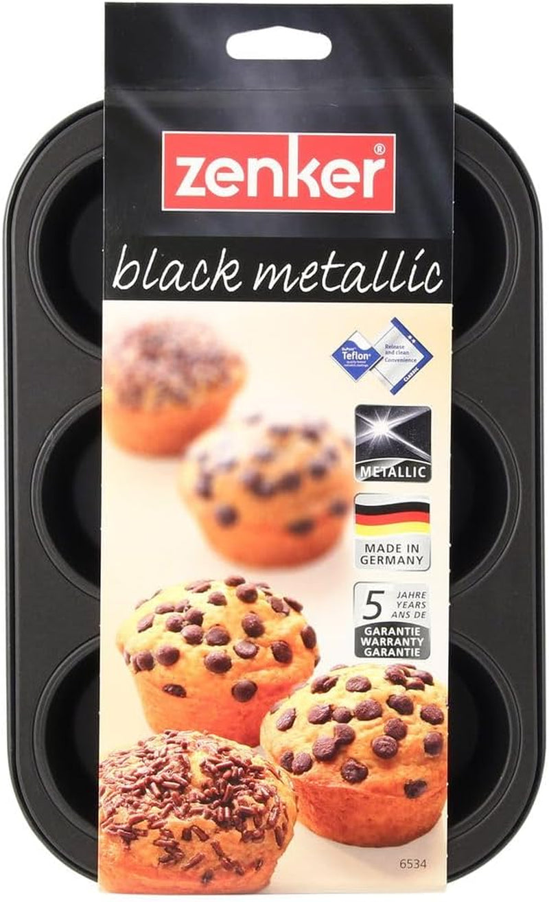 Zenker 6Er Muffinform Black Metallic, 275X190X30 Mm, Teflon Classic Antihaftbeschichtung, Hitzebeständig Bis 230°C, Leichte Reinigung, Ideal Für Köstliche Muffins Formar och bakplåtar Naty Shop