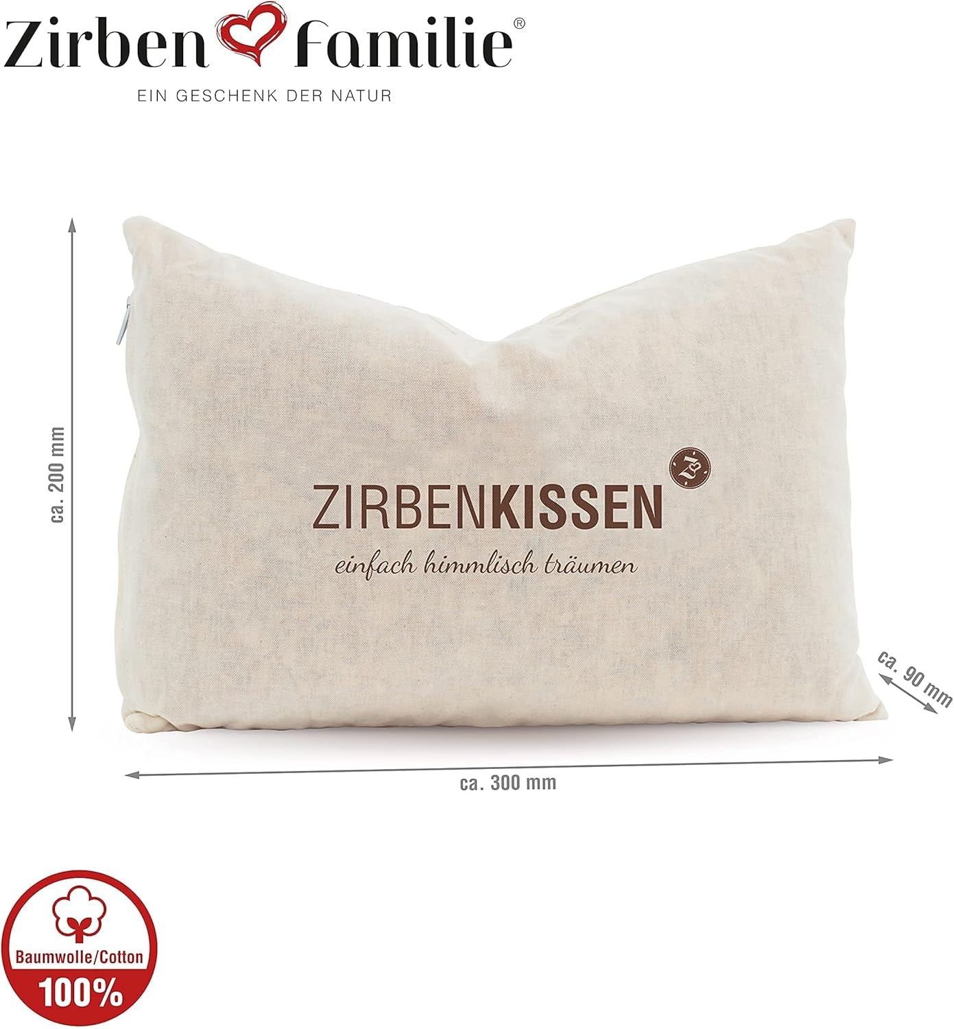 schweizisk furu familj schweizisk furu kudde Helt enkelt himmelskt drömmande 30X20 cm, trä, naturlig, 1 st (1 pack) Naty Shop standard kuddar