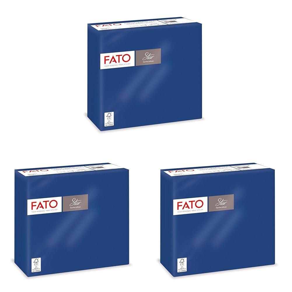 - Mjuka och skonsamma engångspappersservetter 40-pack silkespapper, storlek 38X38 vikta i 4 2 lager nattblå färg 100 % rent cellulosapapper Fsc-certifierat (paket med 3)