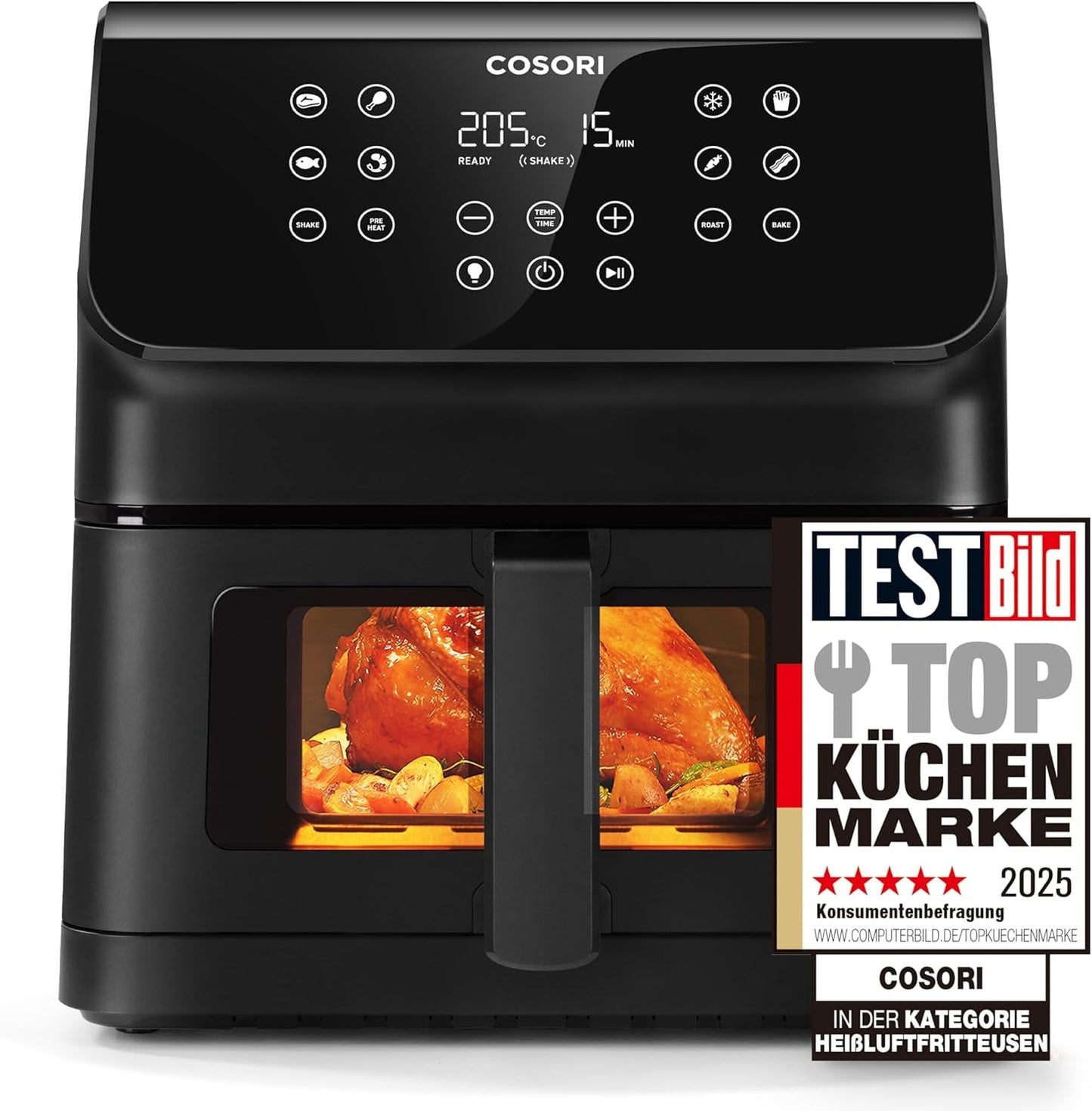 COSORI Hot Air Fryer Airfryer, 12-i-1 Air Fryer XXL 6,2L, Hot Air Fryer med utsiktsfönster och omrörningspåminnelse, 80 recept Hushållsapparater Naty Shop Black 6,2L Clear Blaze
