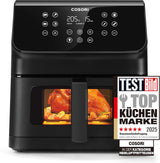 COSORI Hot Air Fryer Airfryer, 12-i-1 Air Fryer XXL 6,2L, Hot Air Fryer med utsiktsfönster och omrörningspåminnelse, 80 recept Hushållsapparater Naty Shop Black 6,2L Clear Blaze