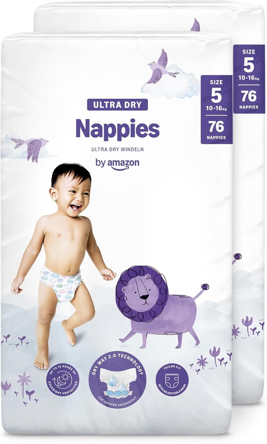 Amazon Ultra Dry blöjor, storlek 3 (4-9 kg) - månadslåda, vit, antal 172 (2 förpackningar om 86) (tidigare Mama Bear, identisk produkt)