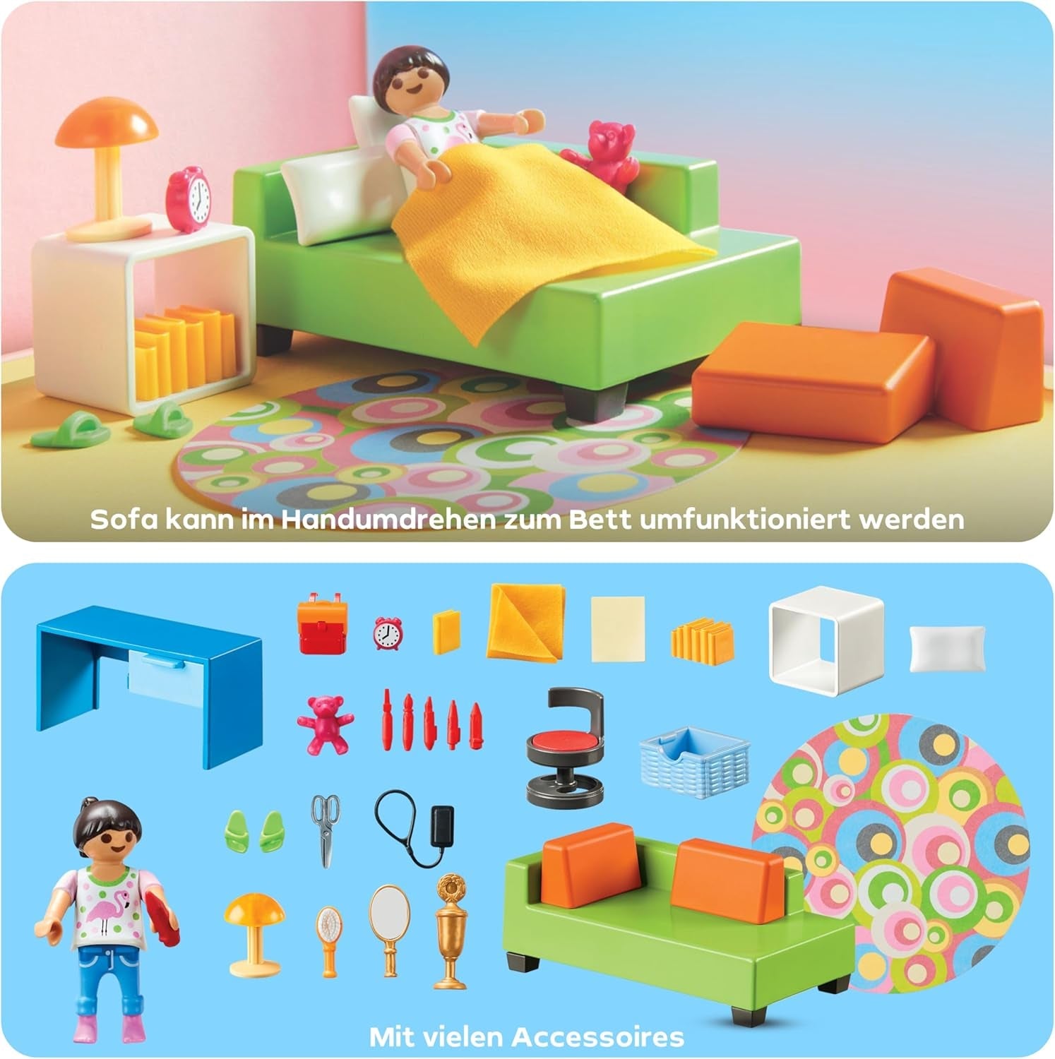 PLAYMOBIL Dollhouse 70209 Ungdomsrum med flickfigur och tillbehör, åldrarna 4+