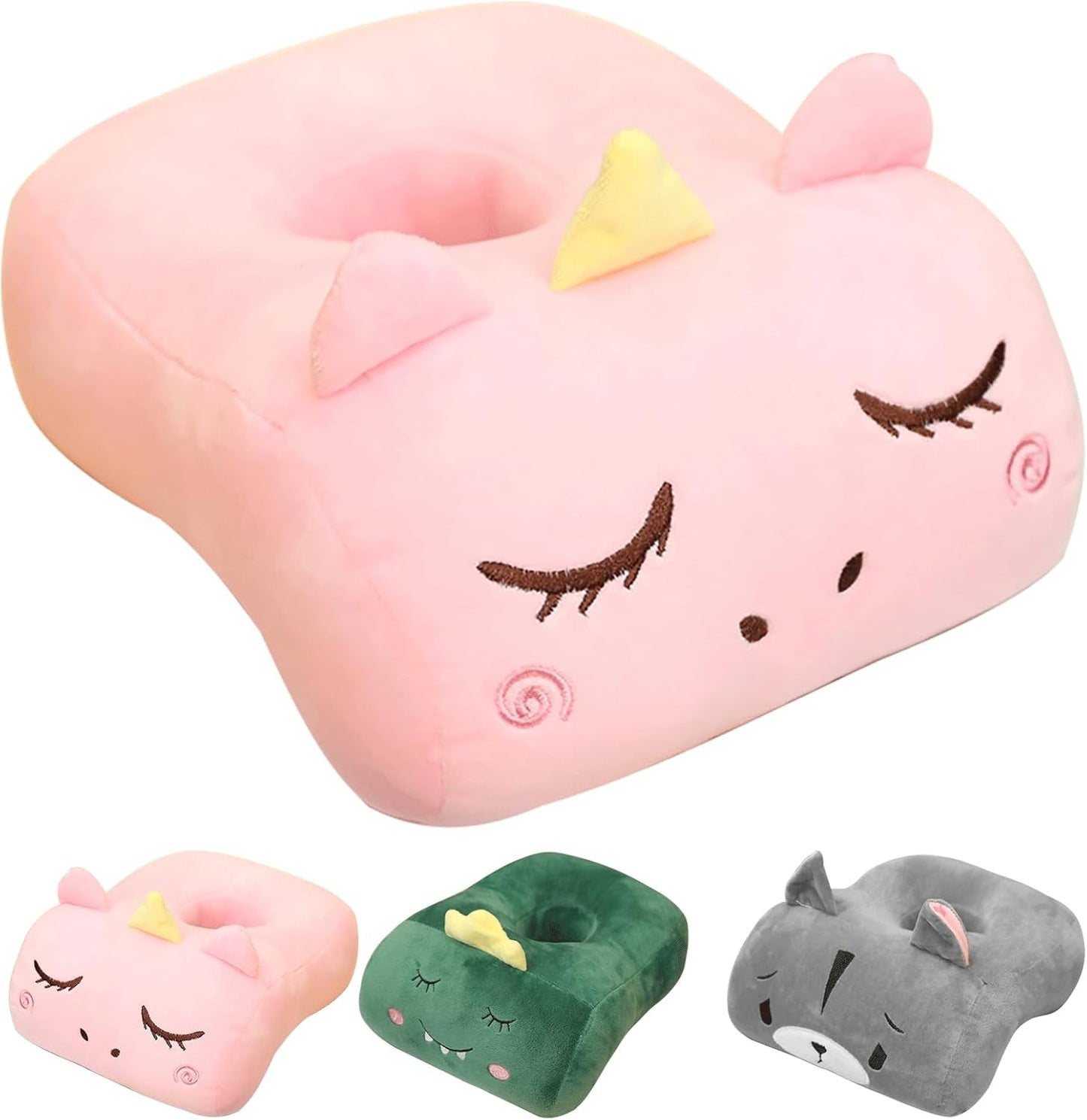 Office Sömnkudde Memory Bomull Söt Öronhål Kudde Mjuk Sömnkudde Side Sleeper Öronkudde för kvinnor Flickor Barn (Kattunge Grå) Cervikala ortopediska kuddar Naty Shop Rosa Unicorn