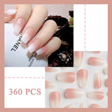 360st Gradient Ballerina False Nails Set, Rosa Vit Gradient Limmade konstgjorda naglar med 2st Nail Oil Pens, Ombre Medium Fake Nails for Women DIY