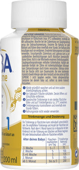 BEBA Nestlé BEBA SUPREME 1 Spädbarnsmjölk: drickfärdiga flaskor med Omega 3, förpackning om 4 (1 x 200 ml)