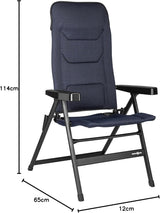 BRUNNER Rebel PRO (S-M-L) Hopfällbar stol för camping, trädgård, uteplats Tillverkad av aluminium, justerbar i 5 lägen, lastkapacitet upp till 150 kg, hög rygg, svarta eller blå Resekuddar Naty Shop