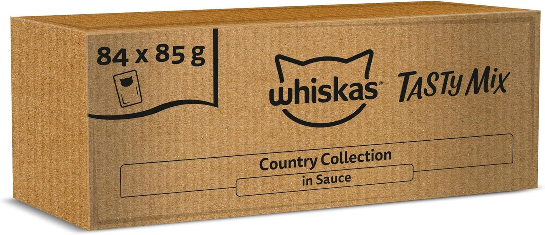 Whiskas våtfoder för vuxna 1+ Tasty Mix Country Collection i sås, 84 påsar, 84 x 85 g (1 bulkförpackning) - Högkvalitativt våtfoder för vuxna katter