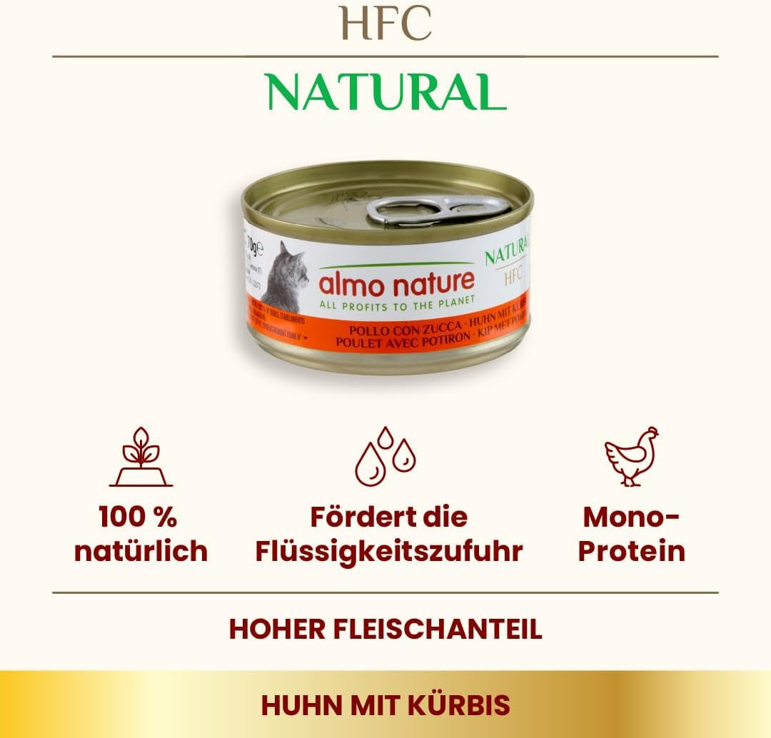 Almo Nature HFC Naturligt våtfoder för katter - Diverse recept med kyckling - 6 x 70g