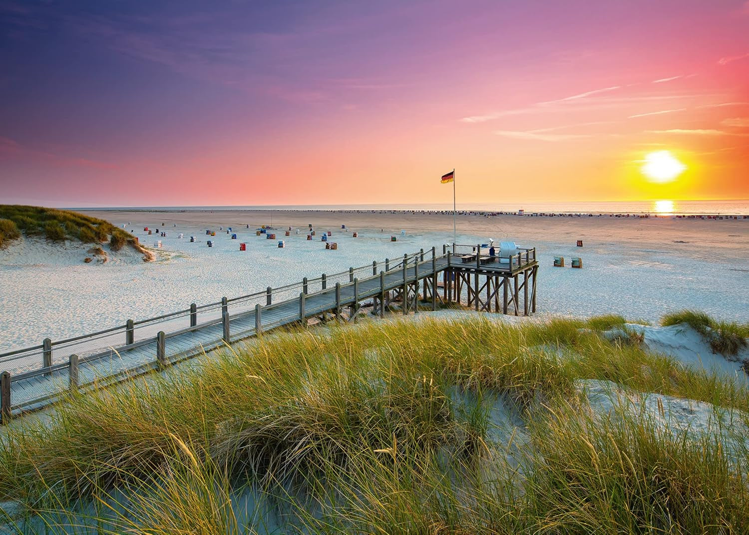 Ravensburger Puzzle 12000690 - Solnedgång över Amrum - 1000-bitars pussel för vuxna och barn från 14 år, Nordsjöstrandmotiv pussel Pussel Naty Shop Scenic