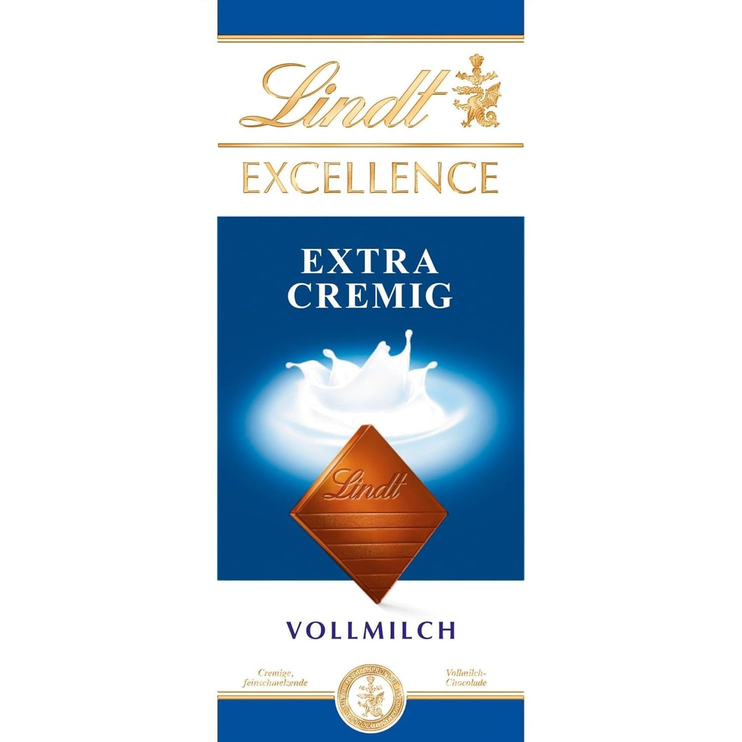 Lindt EXCELLENCE Extra Krämig Mjölkchoklad | Bar 100g | Fin, förstklassig mjölkchoklad med en krämig, mjölkig smak | Intensiv och ihållande arom | Choklad present