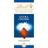 Lindt EXCELLENCE Extra Krämig Mjölkchoklad | Bar 100g | Fin, förstklassig mjölkchoklad med en krämig, mjölkig smak | Intensiv och ihållande arom | Choklad present