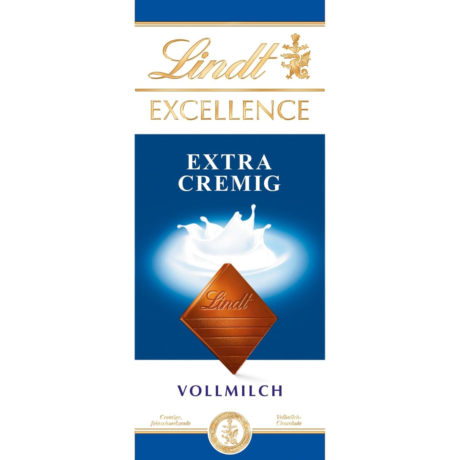 Lindt EXCELLENCE Extra Krämig Mjölkchoklad | Bar 100g | Fin, förstklassig mjölkchoklad med en krämig, mjölkig smak | Intensiv och ihållande arom | Choklad present