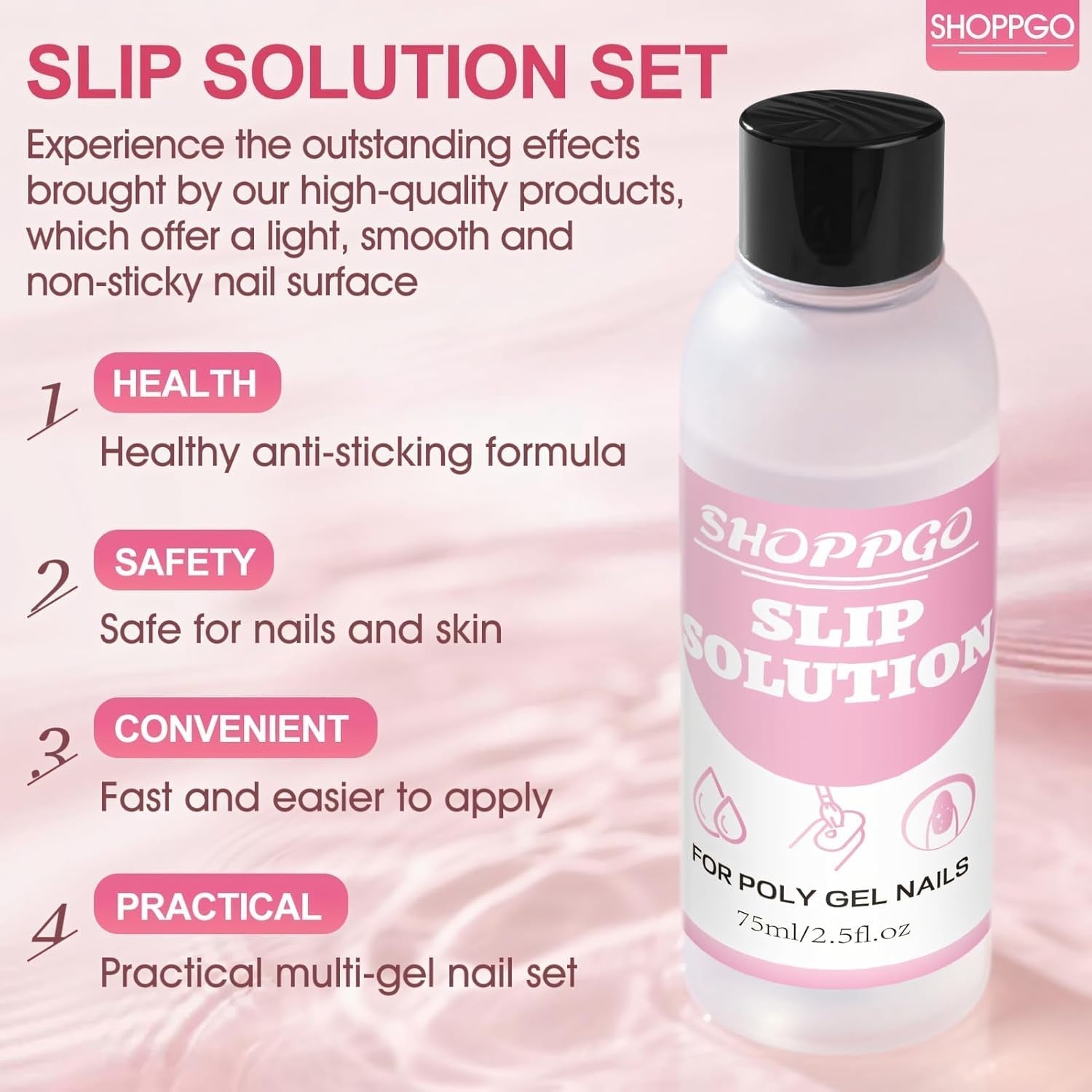 Polygel Straightening Solution, Polygel Slip Solution Nail Kit, Straightening Solution 75 ml, Innehåller 5 Nagelspetsklämmor, 3 Nagelborstar, 1 Crystal Cup, 100 rengöringsark