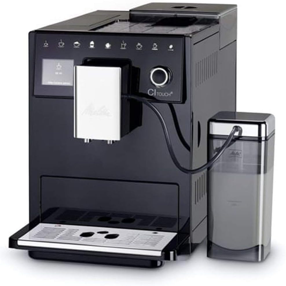 Melitta CI Touch - Helautomatisk espressomaskin med mjölksystem, espressomaskin med integrerad kaffekvarn och mjölkskummare, t.ex. för espresso eller cappuccino, silver