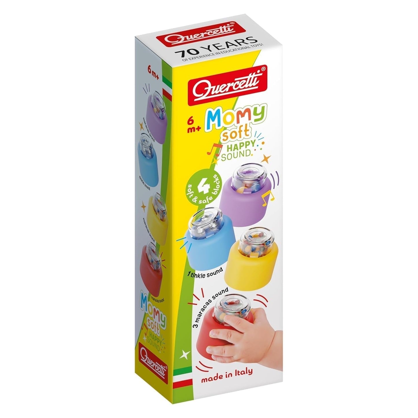 Quercetti - 4144 Momy Soft Happy Sound 4st mjuk plastleksak för småbarn Bebe Toys Naty Shop Standardtitel
