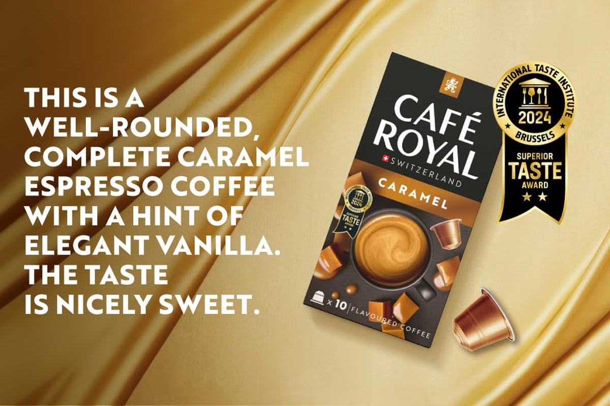 Café Royal Caramel Flavored Kaffee – Nespresso®-kompatibel Kaffeekapseln, krämig, helle Röstung, 100 % Arabica, Rainforest Alliance, 100 Kapseln