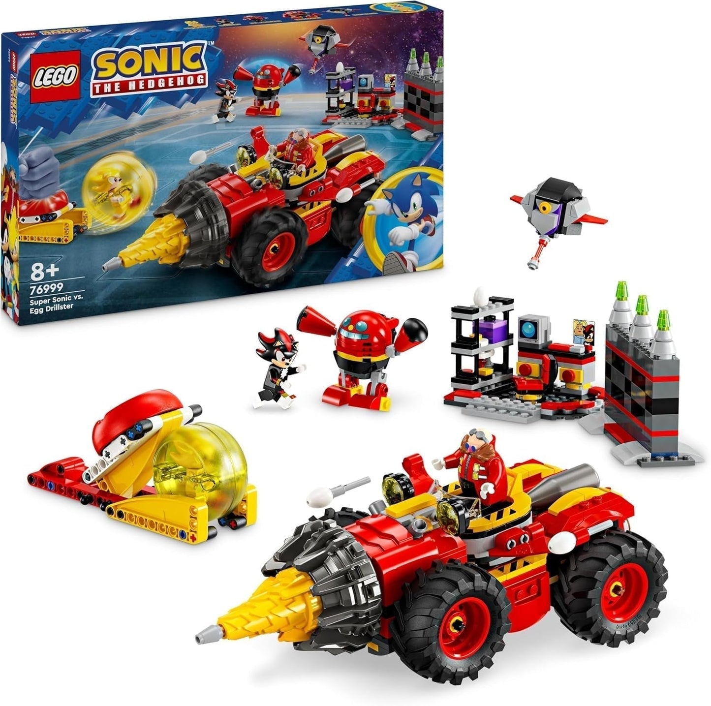 LEGO Sonic the Hedgehog Super Sonic vs. Egg Drillster Äventyrsvideospelset Kids Gift Shadow och Dr Eggman Set för pojkar och flickor 8 år 76999 Byggset Besuche den LEGO-Store Standardtitel