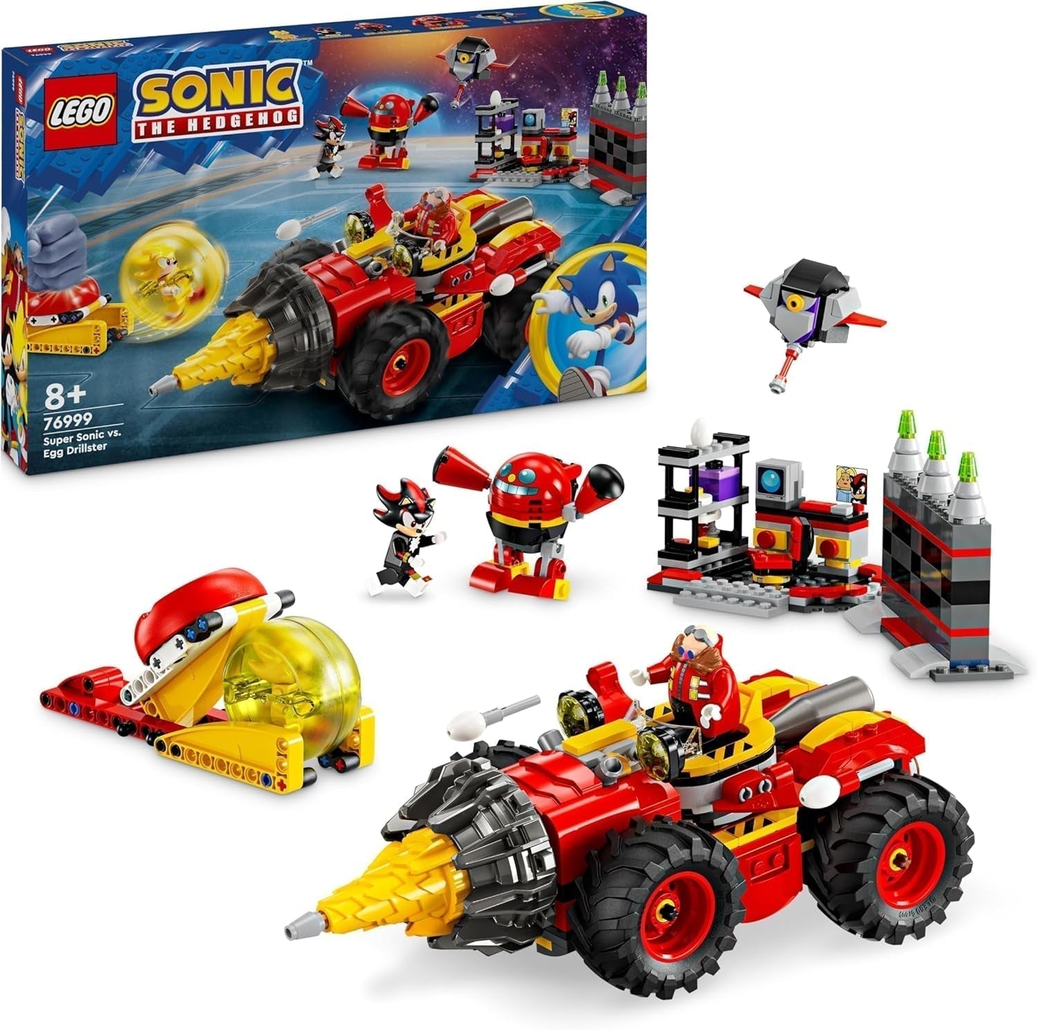 LEGO Sonic the Hedgehog Super Sonic vs. Egg Drillster Äventyrsvideospelset Kids Gift Shadow och Dr Eggman Set för pojkar och flickor 8 år 76999 Byggset Besuche den LEGO-Store Standardtitel