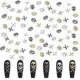 120 st Cross Skull Nail Art Decorations Set Guld Silver Metall Nail Art Charms Punk Legering Nail Art Smycken Sparkling Stones Tillbehör