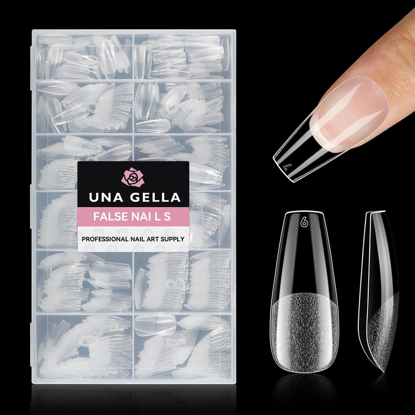 Ballerina Gel Nail Tips 216st 12 Storlekar Soft Gel Nail Tips Heltäckande Nail Extension Set Semi Matt DIY Home Art