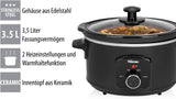Tristar VS-3915 slowcooker, keramikgryta i rostfritt stål med 2 värmeinställningar och varmhållningsfunktion, 3,5 L Slow Cooker Naty Shop