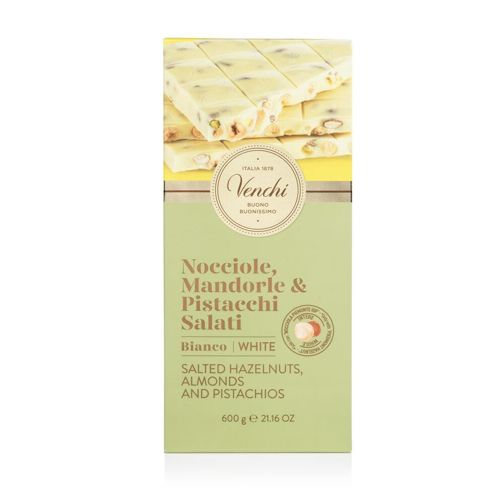 Venchi - White Chocolate Maxi Bar, saltad, 600 g, glutenfri, inga konstgjorda färger och inga konserveringsmedel