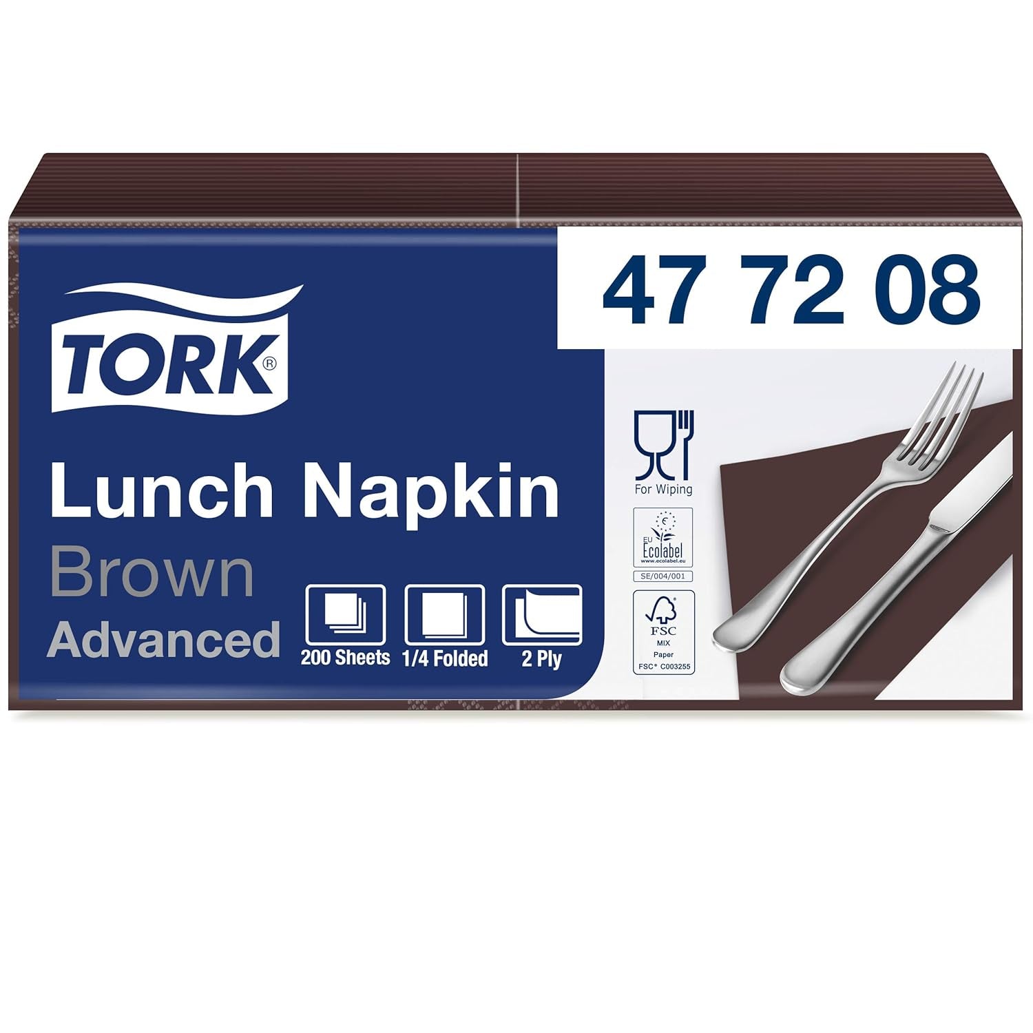 Tork 477840 Lime Lunchservetter / 2-lagers servetter för små måltider eller mellanmål / Avancerad kvalitet / 10 X 200 (2000) pappersservetter / 32,6 X 33 Cm (L X B) / 1/4 vikning