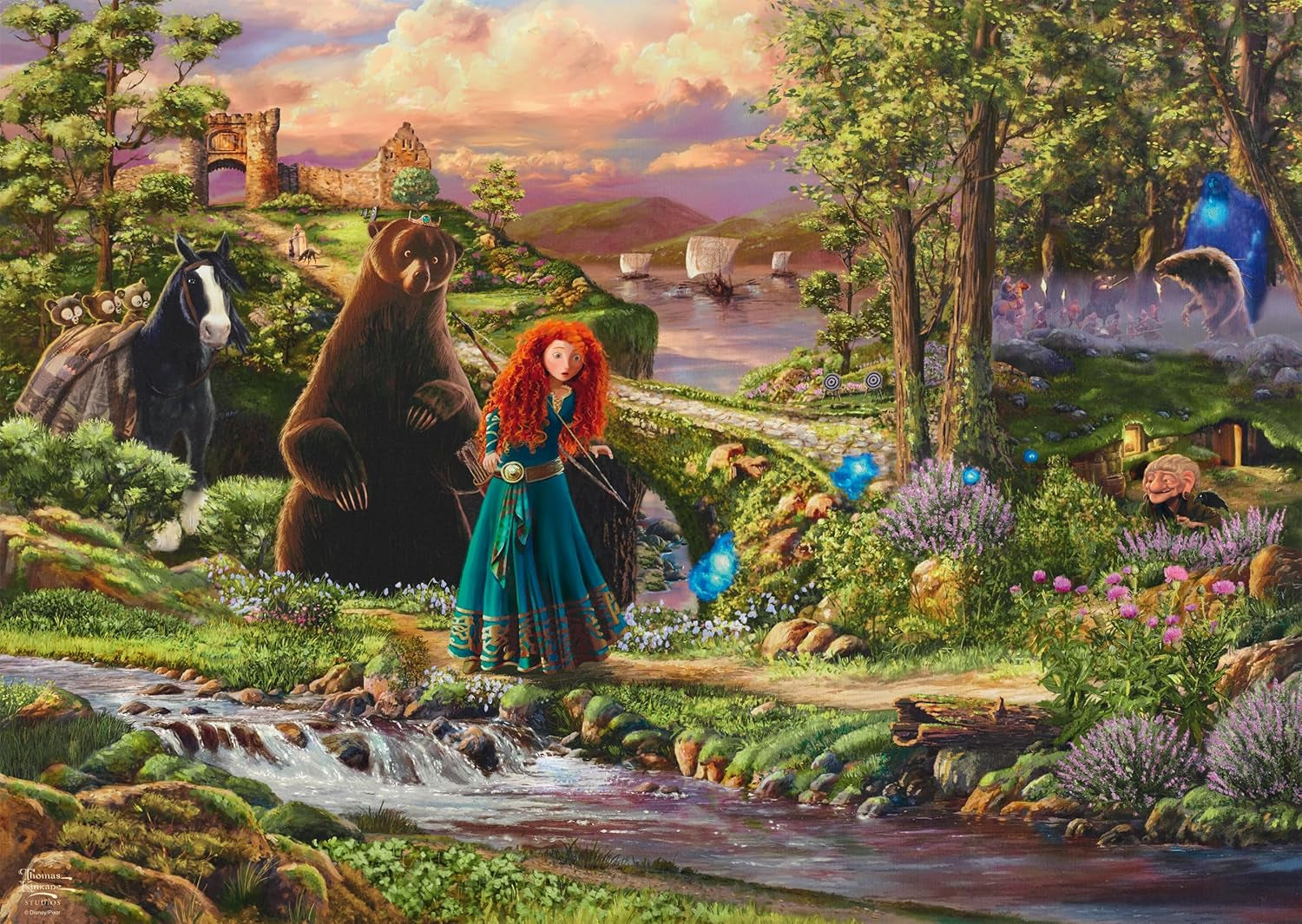 Schmidt Spiele 58039 Disney, Brave, Merida, Thomas Kinkade, pussel 1000 bitar, flerfärgad Puzzle Naty Shop