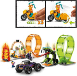 LEGO 60339 City Stuntz Stuntz Show Double Looping Set, inkl. ramp, monstertruck, 2X motorcykel och 7 minifigurer, leksak för barn över 7 år Byggset Besuche den LEGO-Store