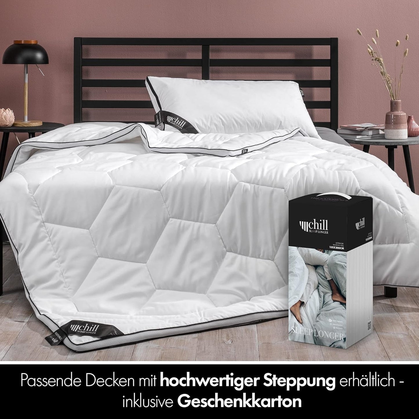 Kudde 80X80 Cm - 2 i 1 design - kudde i kudde - stor andas och tvättbar sovkudde och 100% vegansk - 2 kuddar 3 alternativ - kudde med 600G & 1200G fyllning Naty Shop standardkuddar
