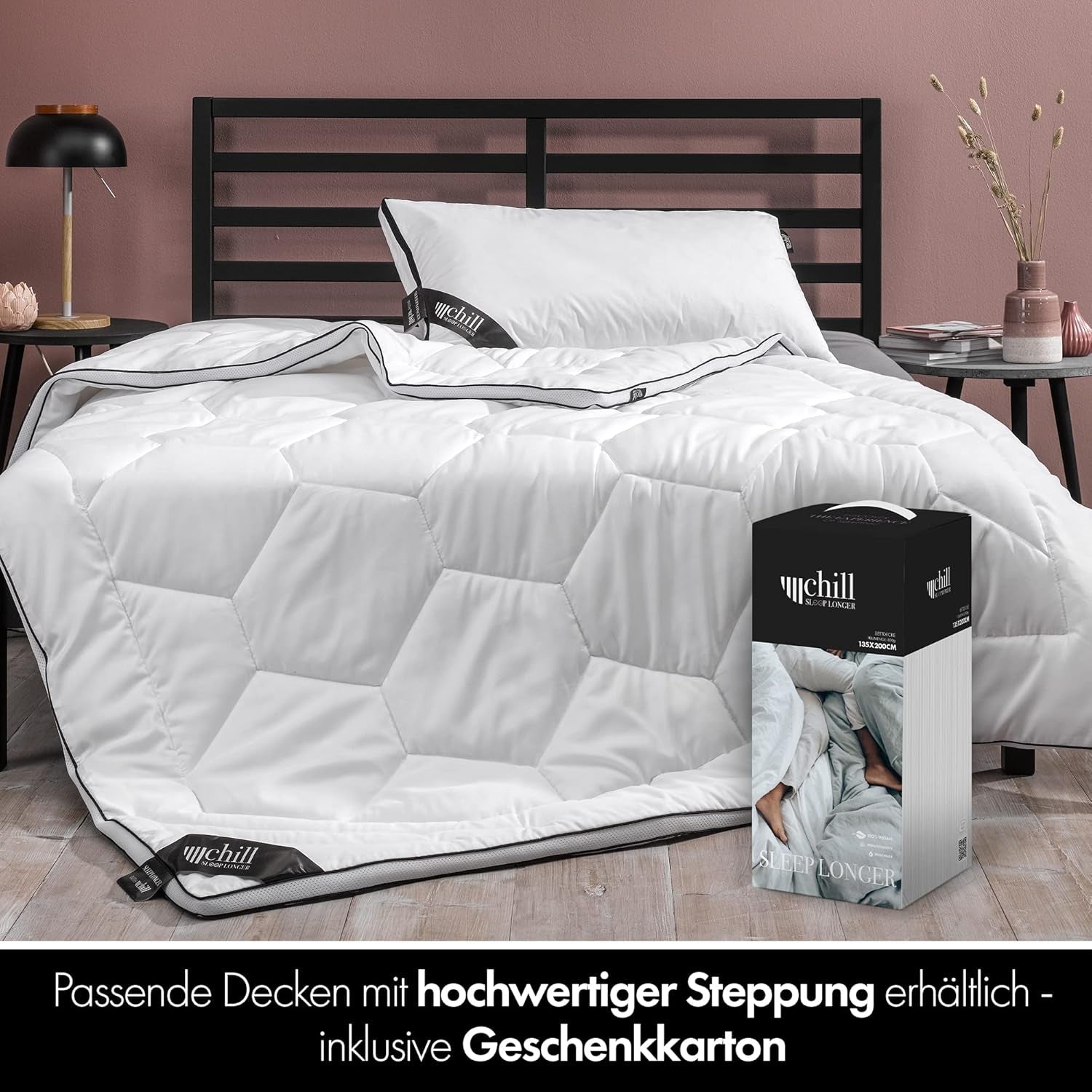 Kudde 80X80 Cm - 2 i 1 design - kudde i kudde - stor andas och tvättbar sovkudde och 100% vegansk - 2 kuddar 3 alternativ - kudde med 600G & 1200G fyllning Naty Shop standardkuddar
