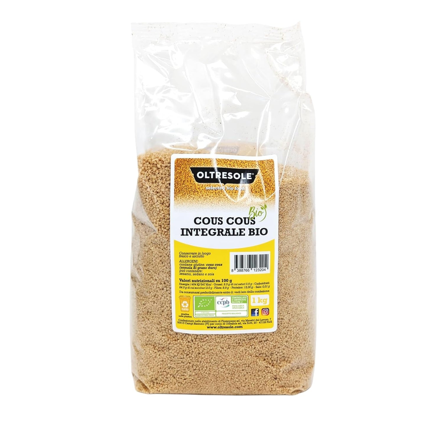 Ekologisk fullkornscouscous 5 kg, ekologiskt durumvetemjöl, perfekt för hälsosamma aptitretare och tillbehör, lämplig storlek