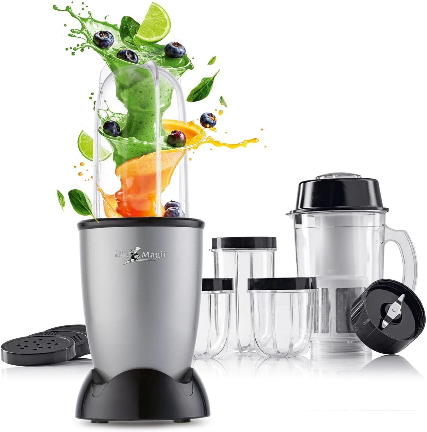 Gourmetmaxx Mr Magic Blender, Smoothie Maker med Xxl Naty Shop tillbehörspaket