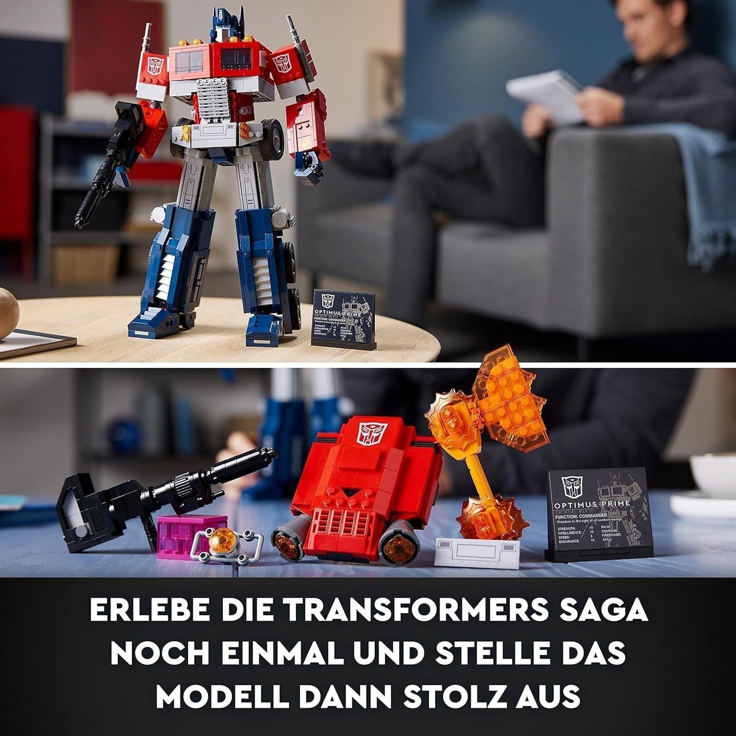 LEGO 10302 Ikoner Optimus Prime Set, 2-i-1 robotfigur och modelllastbil, Transformers Toy Model Kit för vuxna, födelsedags- eller julklapp för män, kvinnor, henne och honom Byggset Besuche den LEGO-Store