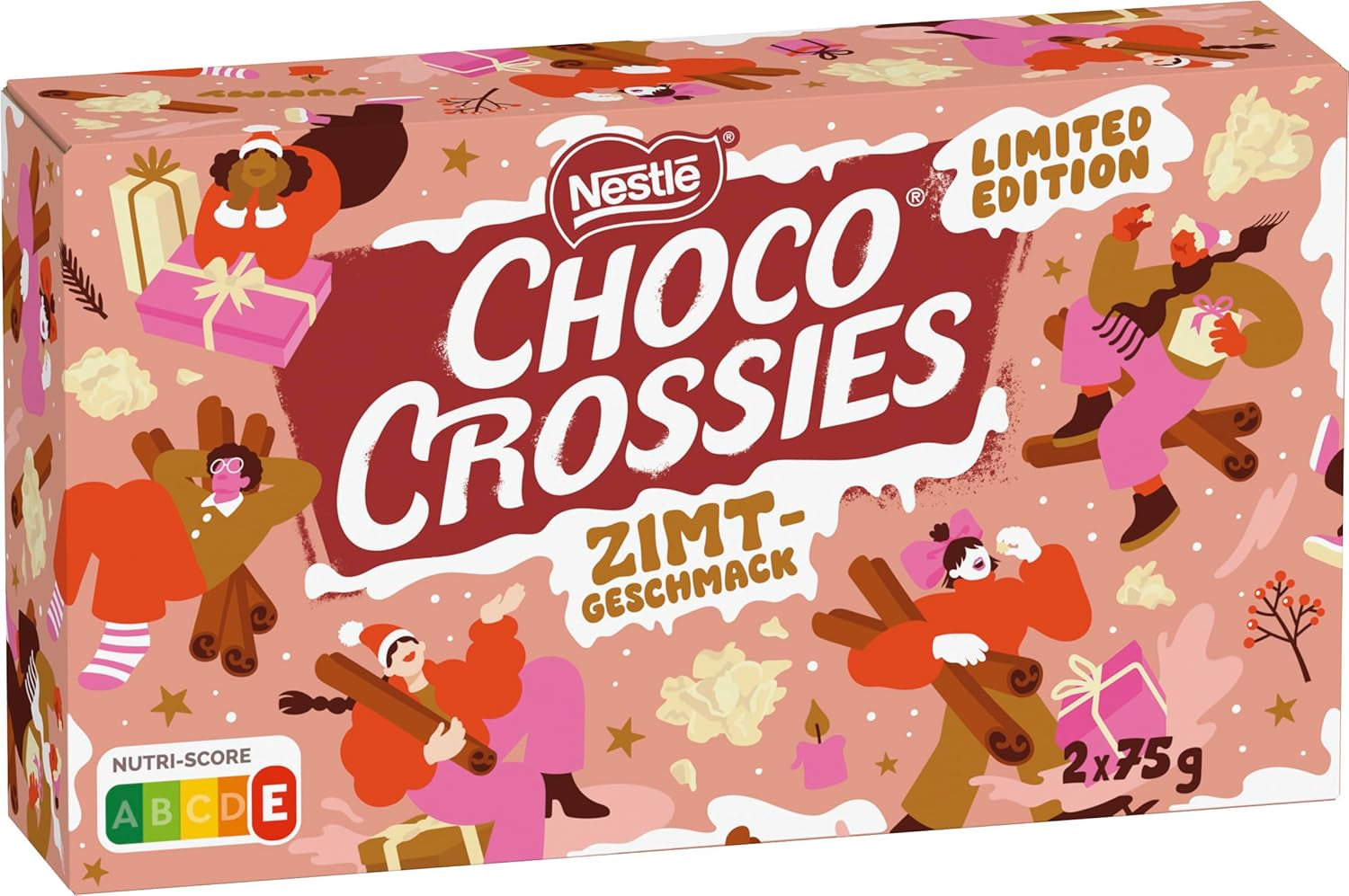 Nestlé kanel lätt krispiga flingor och krispiga mandlar täckta i en smält-i-munnen vit glasyr och kanelsmak, förpackning med 4 (2 x 75 g vardera)