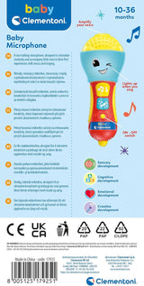 Clementoni - babymikrofon, elektroniskt musikspel för tidig barndom, leksak 10-36 månader, aktivitetscenter med ljus och ljud, 17931 Baby Toys Naty Shop
