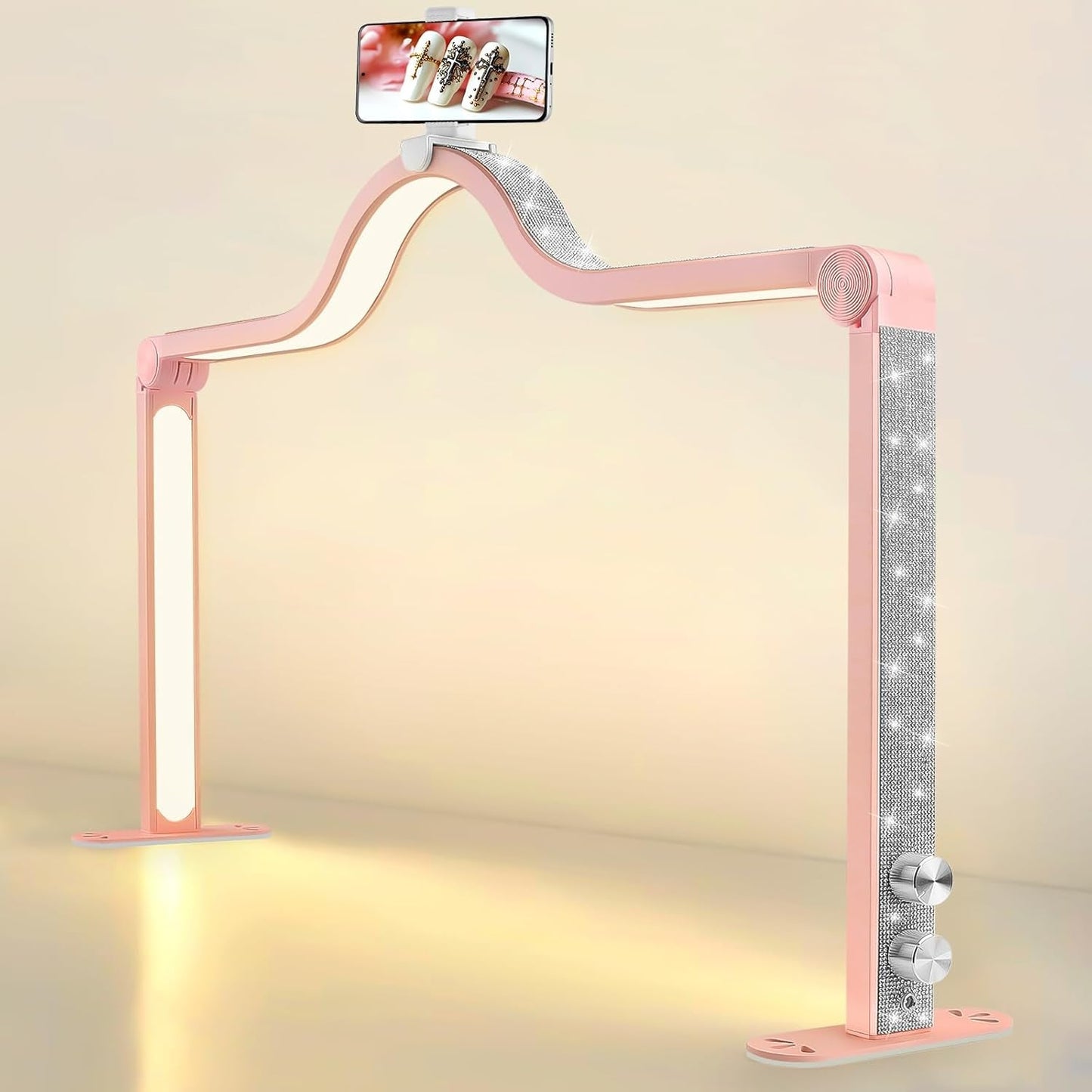 Kalolary Lampadaire, Lash Lumière Pour Extensions De Cils Regglable À 360°, 3000K-6000K Demi-Lune Lamp, Lamp De Beauté (Halvmånelampa)