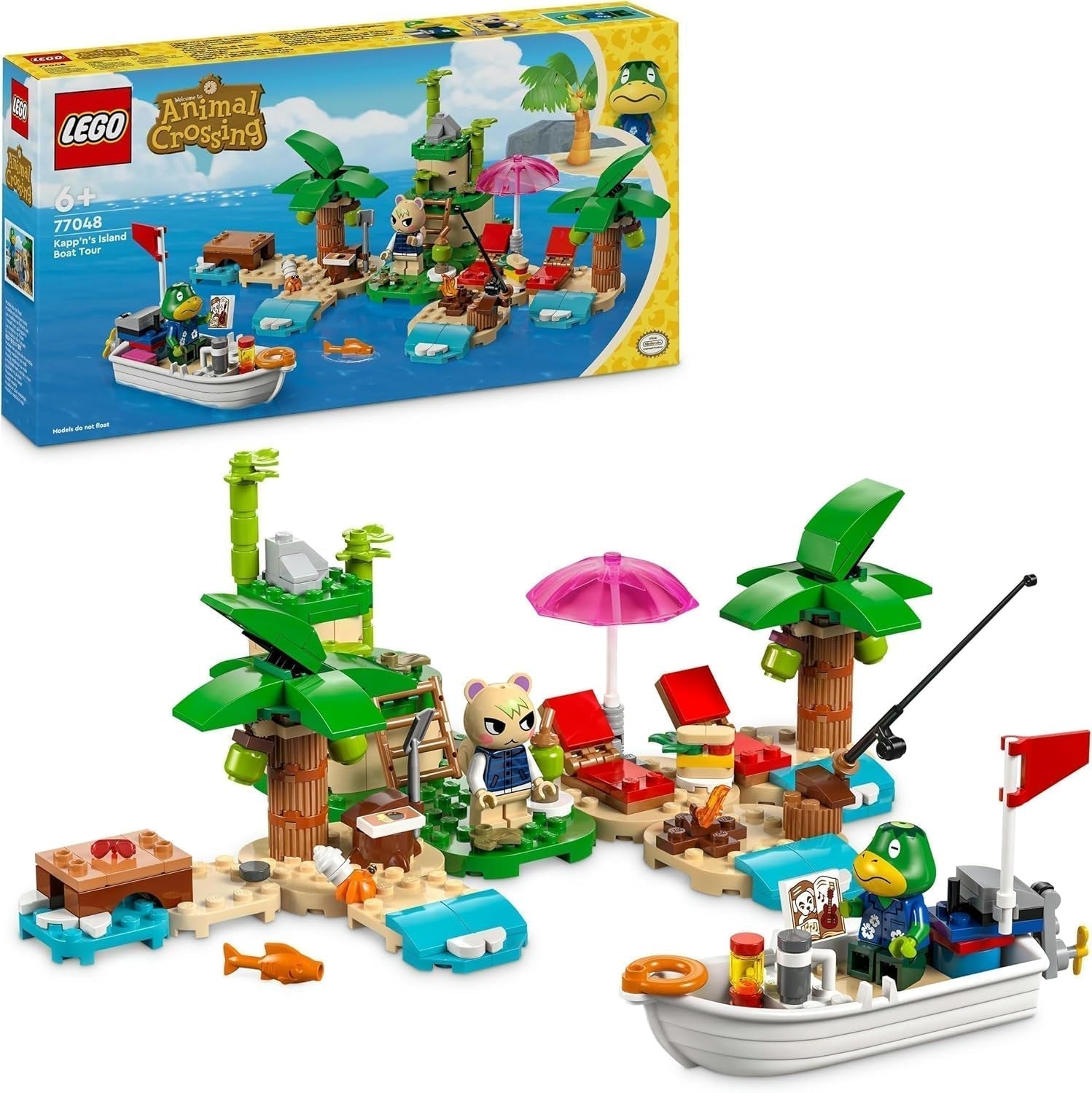 LEGO Animal Crossing Käptens Island Boat Tour, kreativ leksak för barn med 2 minifigurer från tv-spelsserien inklusive Huschke, present till flickor och pojkar från 6 år 77048 Byggset Besuche den LEGO-Store Single
