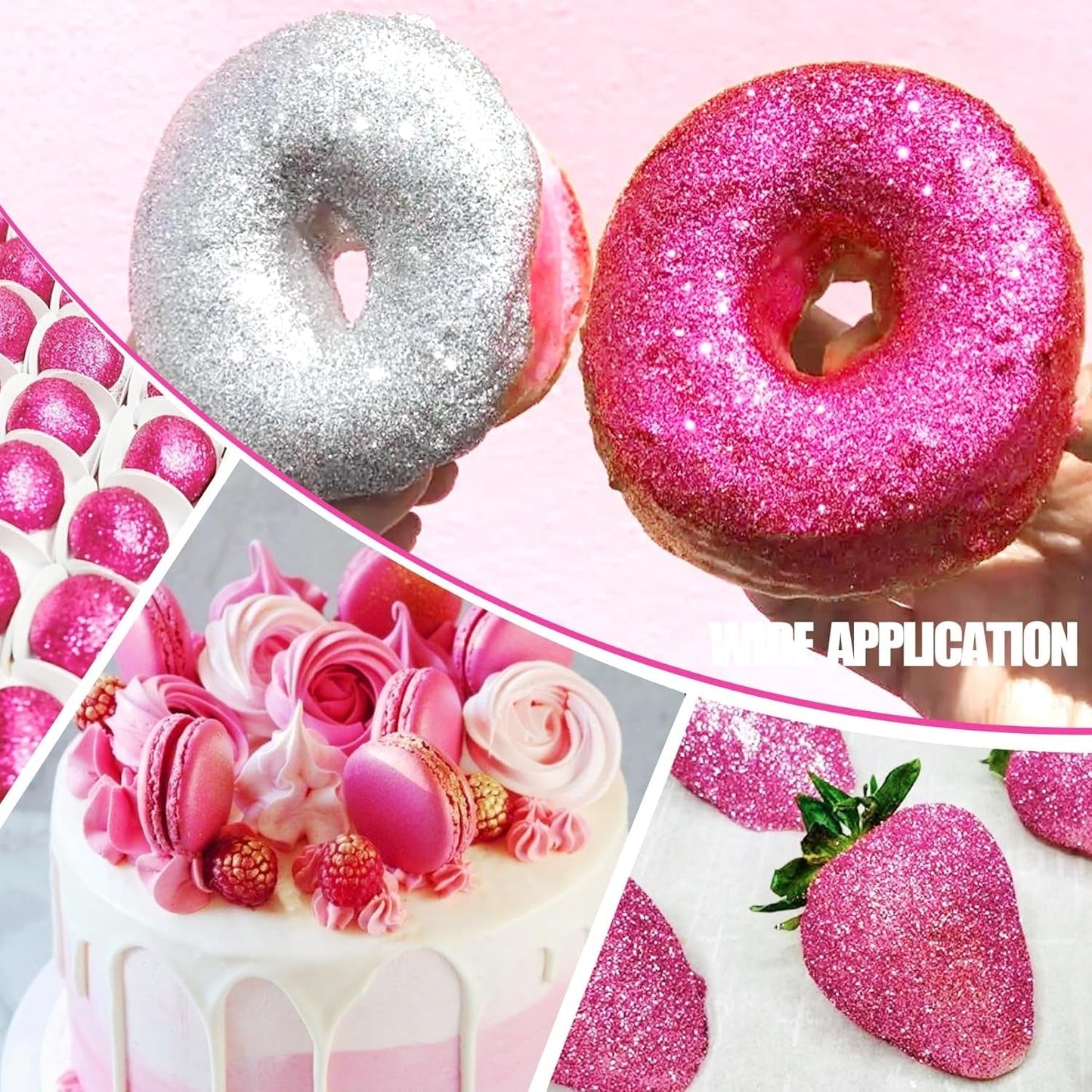 Ätbart glitterspray - 22G ätbart glitter, ätbart glitterpulver för drycker, tårtdekorationer, macarons - matfärgning glitterpulver, ätbart glitter för cocktails, muffins (rosa)