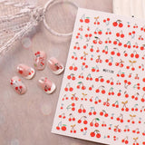 JMEOWIO Nagelsticker Kirschfrucht 6 Blatt Nail Art Sticker Selbstklebend Nagelaufkleber Dekoration Nageldesign Zubehör