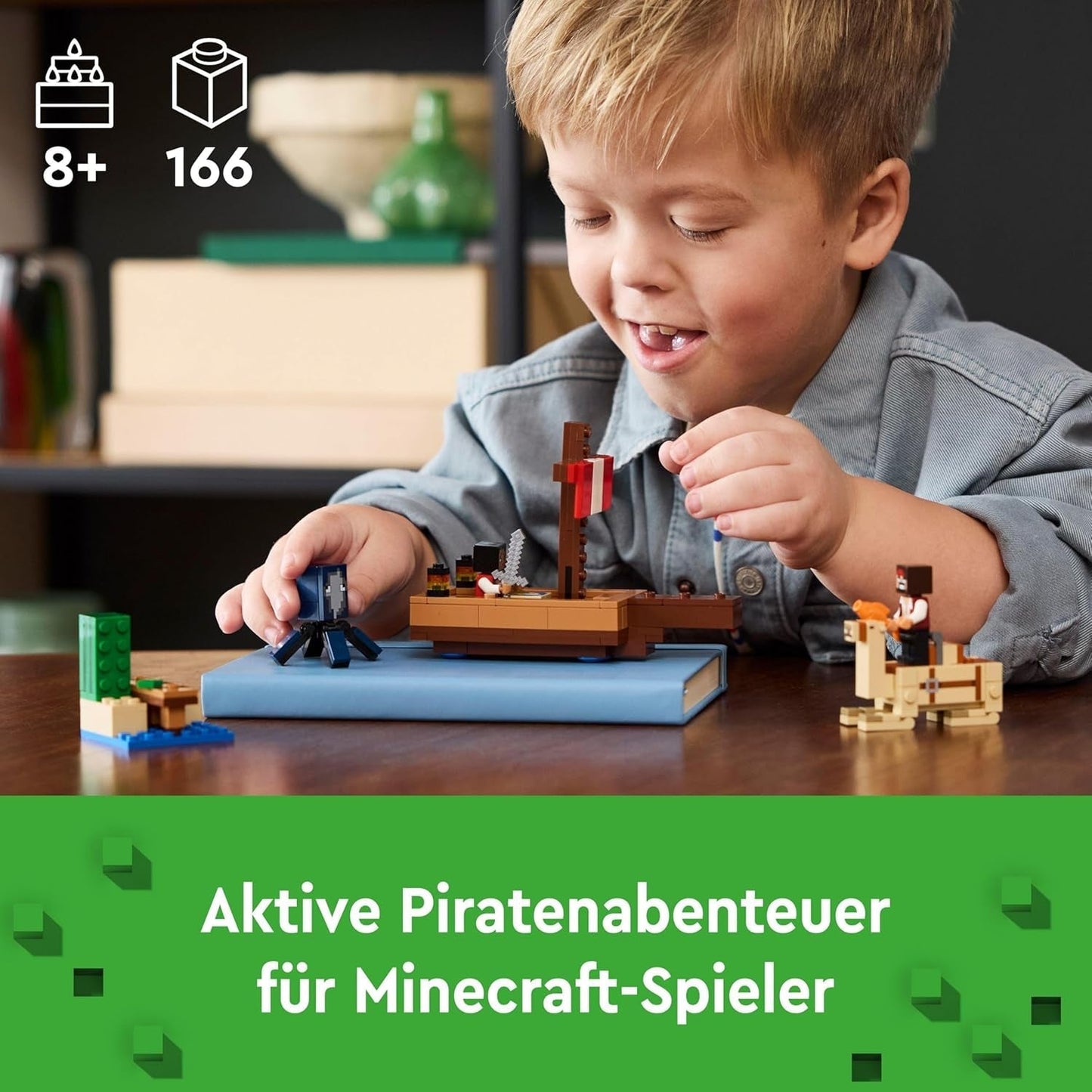 LEGO Minecraft Piratskeppet Voyage Bläckfisk och kamel Piratfigur Leksaksskeppsbyggnad Rollspel Present för pojkar och flickor 8 år 21259 Byggset Besuche den LEGO-Store